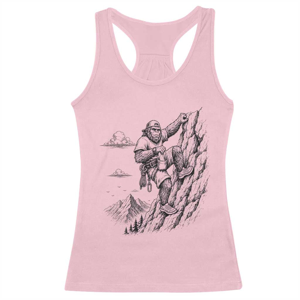 Funny Bigfoot Mountain Climber Racerback Tank Top Outdoor Hiking Adventure