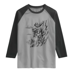 Funny Bigfoot Mountain Climber Raglan Shirt Outdoor Hiking Adventure