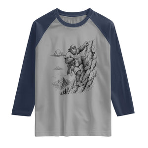 Funny Bigfoot Mountain Climber Raglan Shirt Outdoor Hiking Adventure