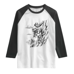 Funny Bigfoot Mountain Climber Raglan Shirt Outdoor Hiking Adventure