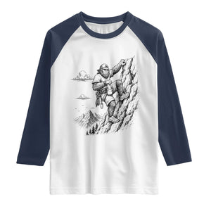 Funny Bigfoot Mountain Climber Raglan Shirt Outdoor Hiking Adventure