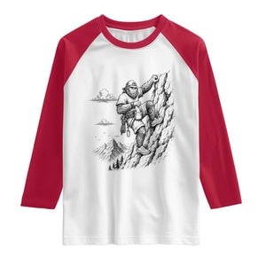 Funny Bigfoot Mountain Climber Raglan Shirt Outdoor Hiking Adventure