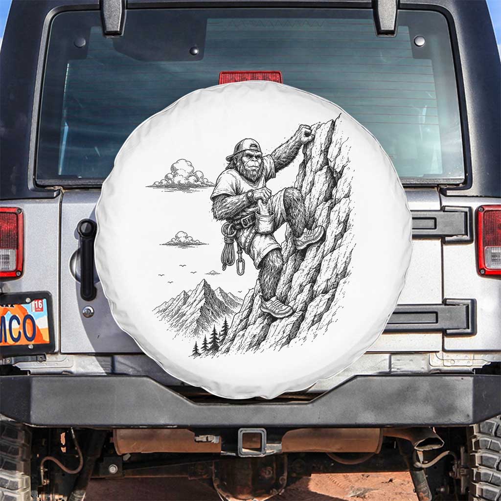 Funny Bigfoot Mountain Climber Spare Tire Cover Outdoor Hiking Adventure TS12 No hole White Print Your Wear