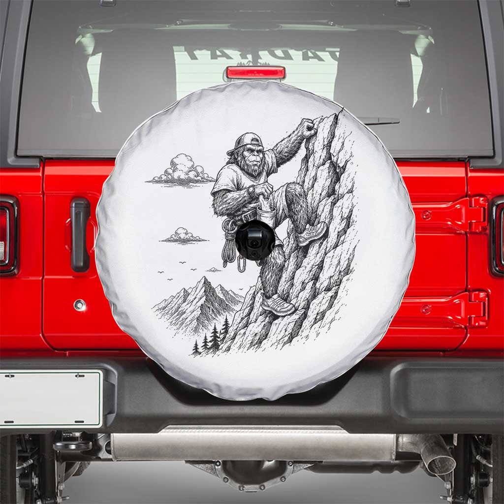 Funny Bigfoot Mountain Climber Spare Tire Cover Outdoor Hiking Adventure