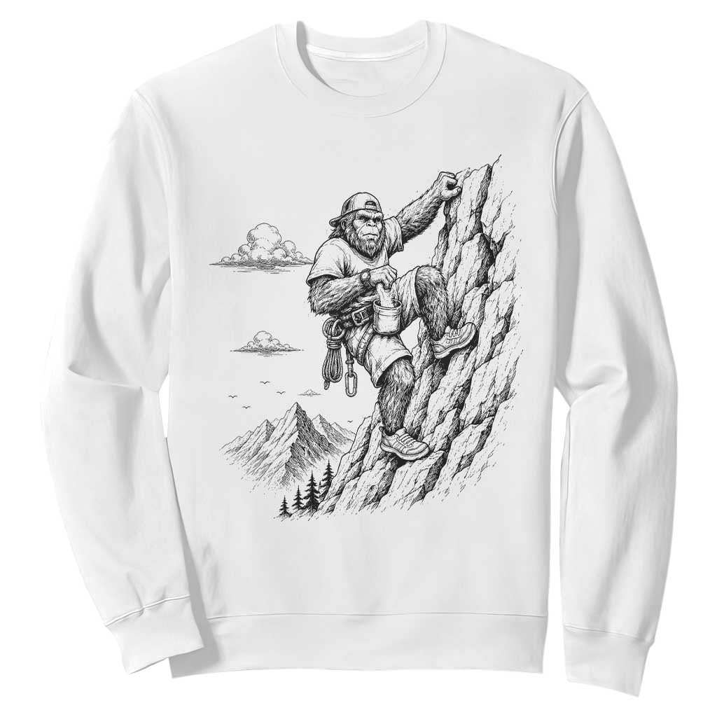 Funny Bigfoot Mountain Climber Sweatshirt Outdoor Hiking Adventure TS12 White Print Your Wear