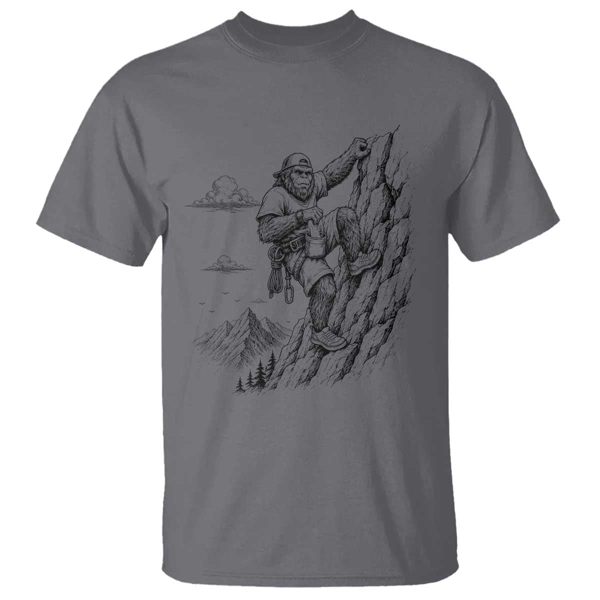 Funny Bigfoot Mountain Climber T Shirt Outdoor Hiking Adventure