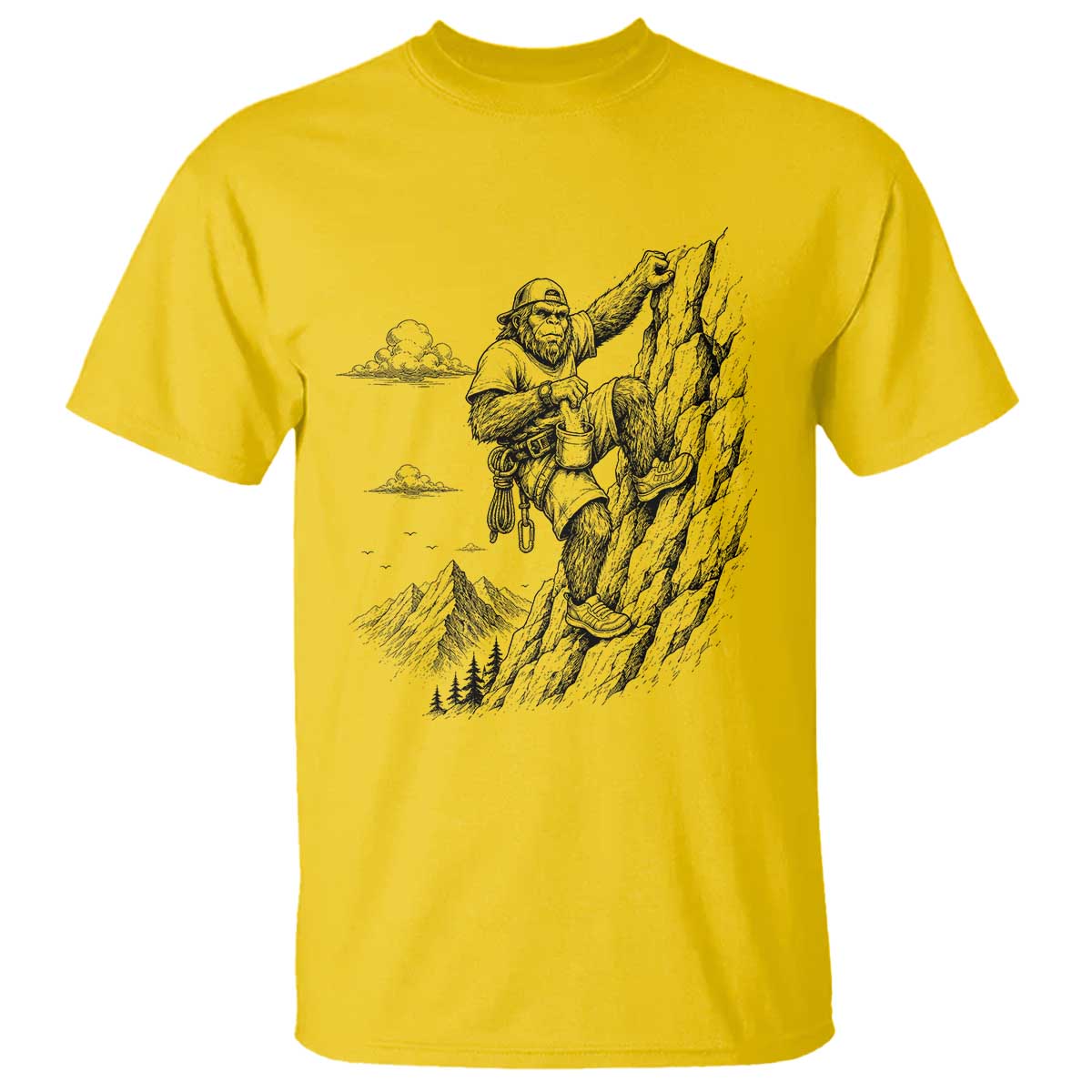 Funny Bigfoot Mountain Climber T Shirt Outdoor Hiking Adventure