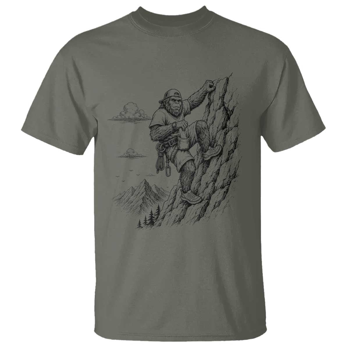 Funny Bigfoot Mountain Climber T Shirt Outdoor Hiking Adventure