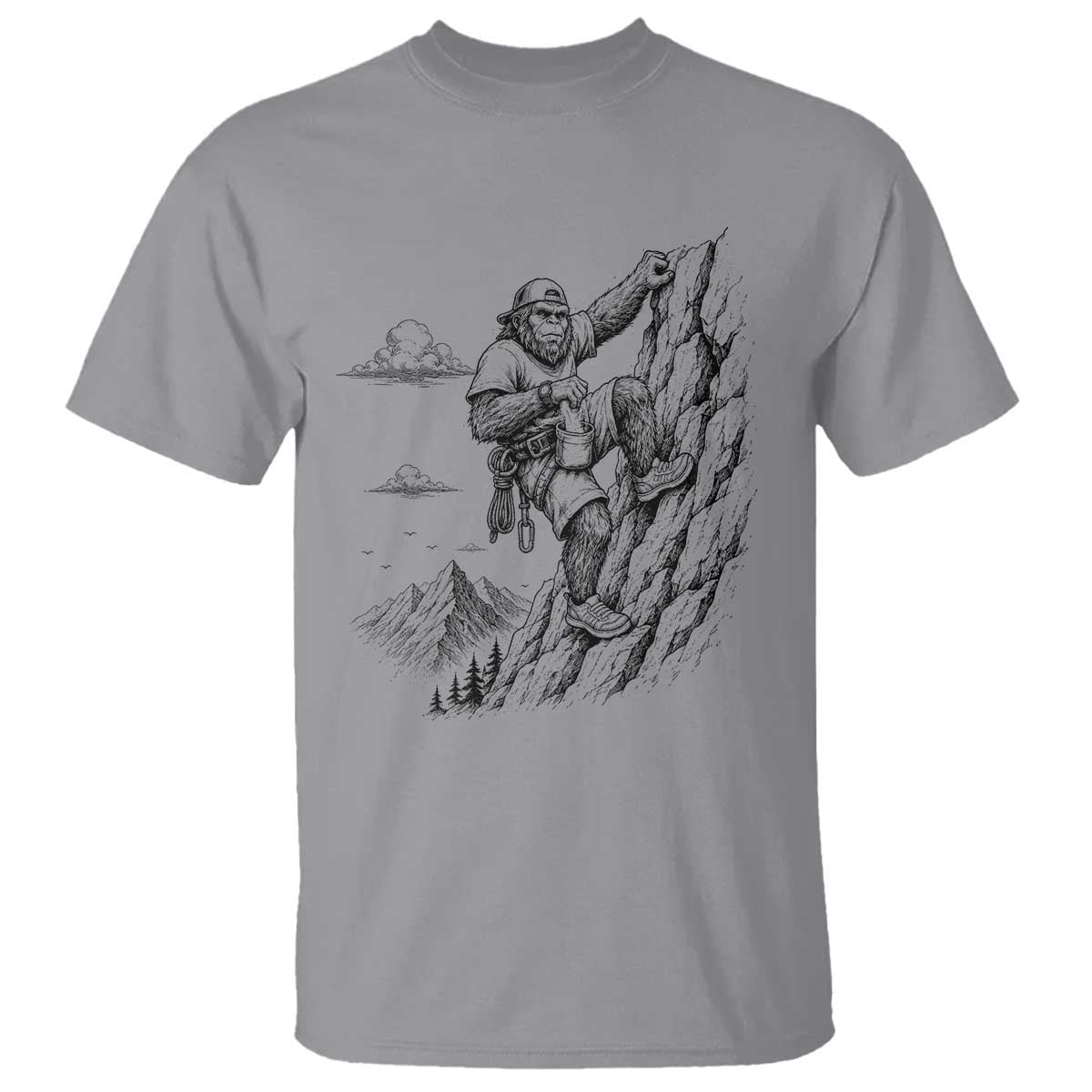 Funny Bigfoot Mountain Climber T Shirt Outdoor Hiking Adventure