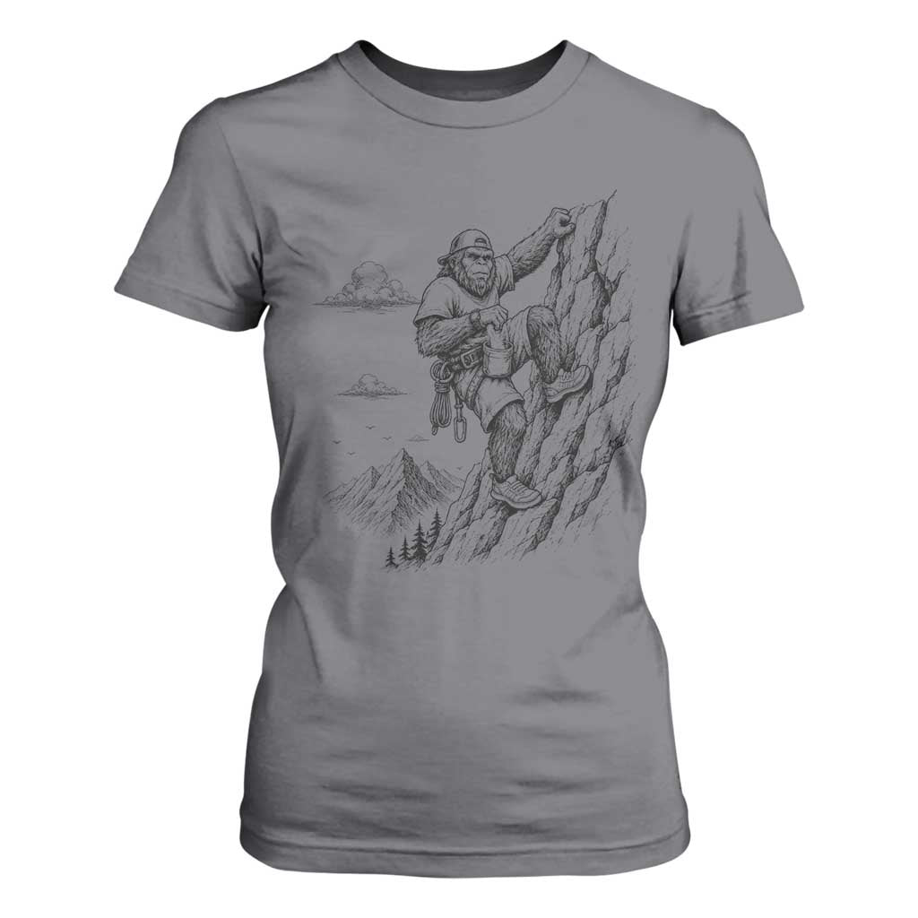 Funny Bigfoot Mountain Climber T Shirt For Women Outdoor Hiking Adventure