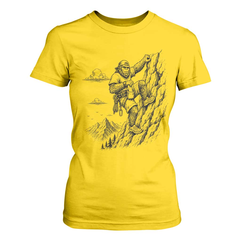 Funny Bigfoot Mountain Climber T Shirt For Women Outdoor Hiking Adventure