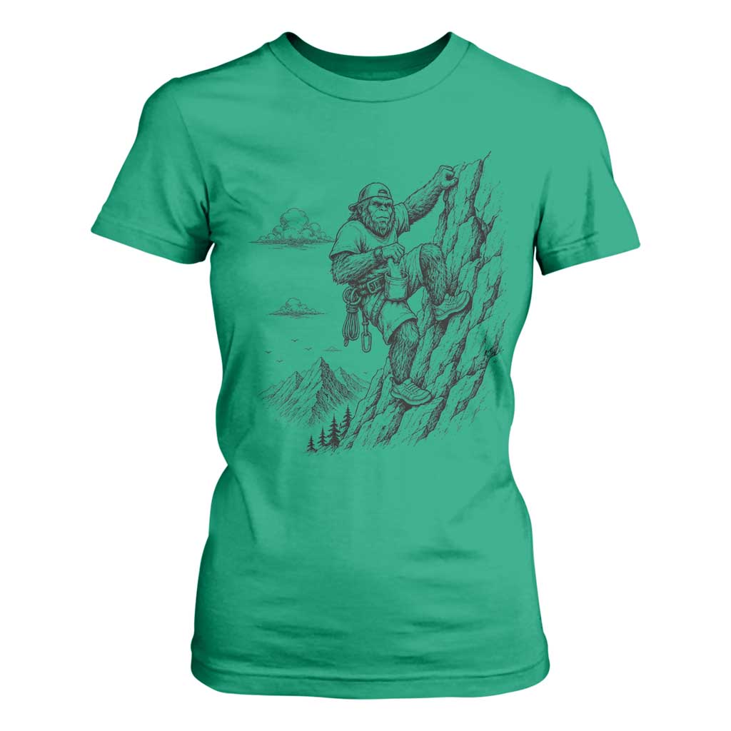 Funny Bigfoot Mountain Climber T Shirt For Women Outdoor Hiking Adventure