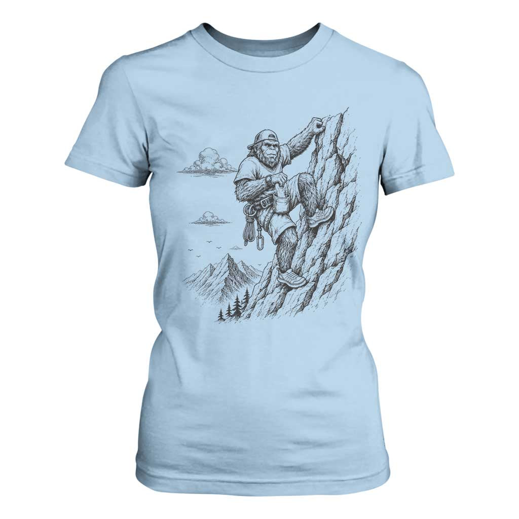 Funny Bigfoot Mountain Climber T Shirt For Women Outdoor Hiking Adventure