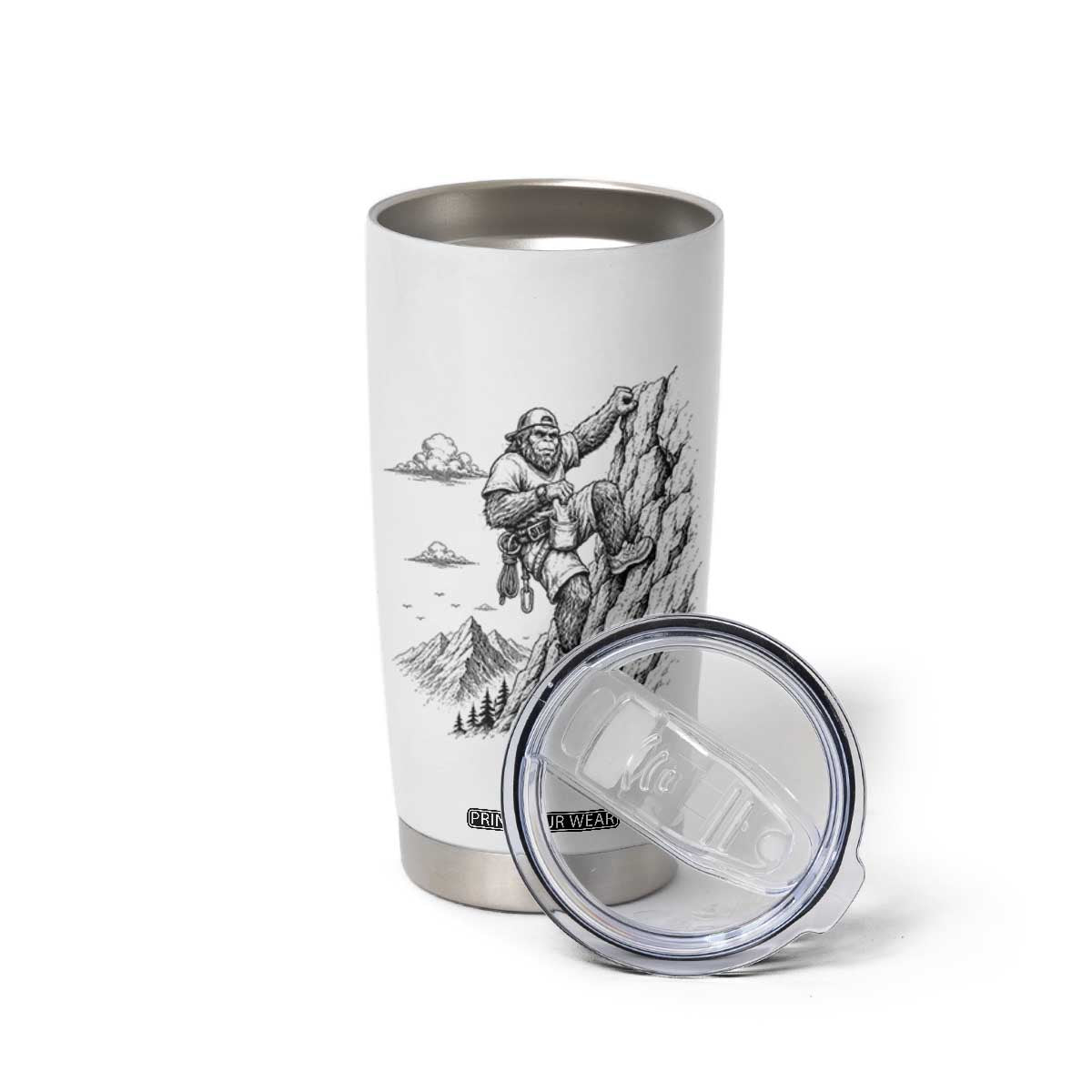 Funny Bigfoot Mountain Climber Tumbler Cup Outdoor Hiking Adventure