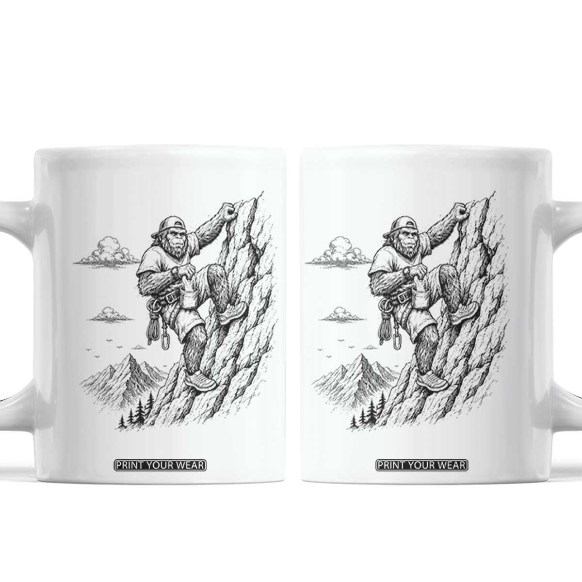 Funny Bigfoot Mountain Climber Coffee Mug Outdoor Hiking Adventure TS12 White Print Your Wear