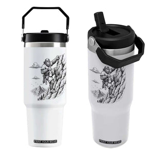 Funny Bigfoot Mountain Climber Flip Straw Tumbler Outdoor Hiking Adventure