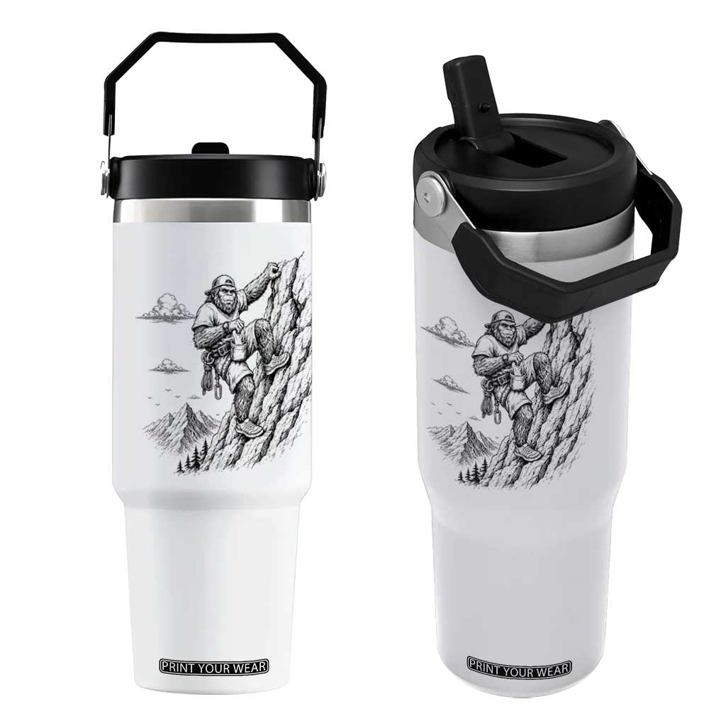 Funny Bigfoot Mountain Climber Flip Straw Tumbler Outdoor Hiking Adventure TS12 One Size: 30 oz White Print Your Wear