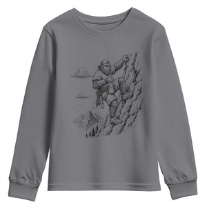 Funny Bigfoot Mountain Climber Youth Sweatshirt Outdoor Hiking Adventure