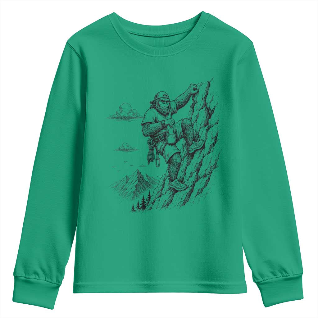 Funny Bigfoot Mountain Climber Youth Sweatshirt Outdoor Hiking Adventure