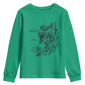 Funny Bigfoot Mountain Climber Youth Sweatshirt Outdoor Hiking Adventure