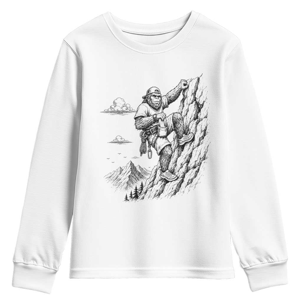 Funny Bigfoot Mountain Climber Youth Sweatshirt Outdoor Hiking Adventure TS12 White Print Your Wear