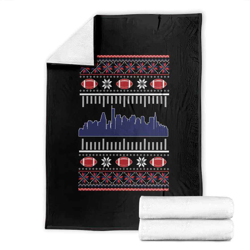 New England Skyline Game Day Throw Blanket Ugly Christmas Football Fan Gift TS12 Black Print Your Wear
