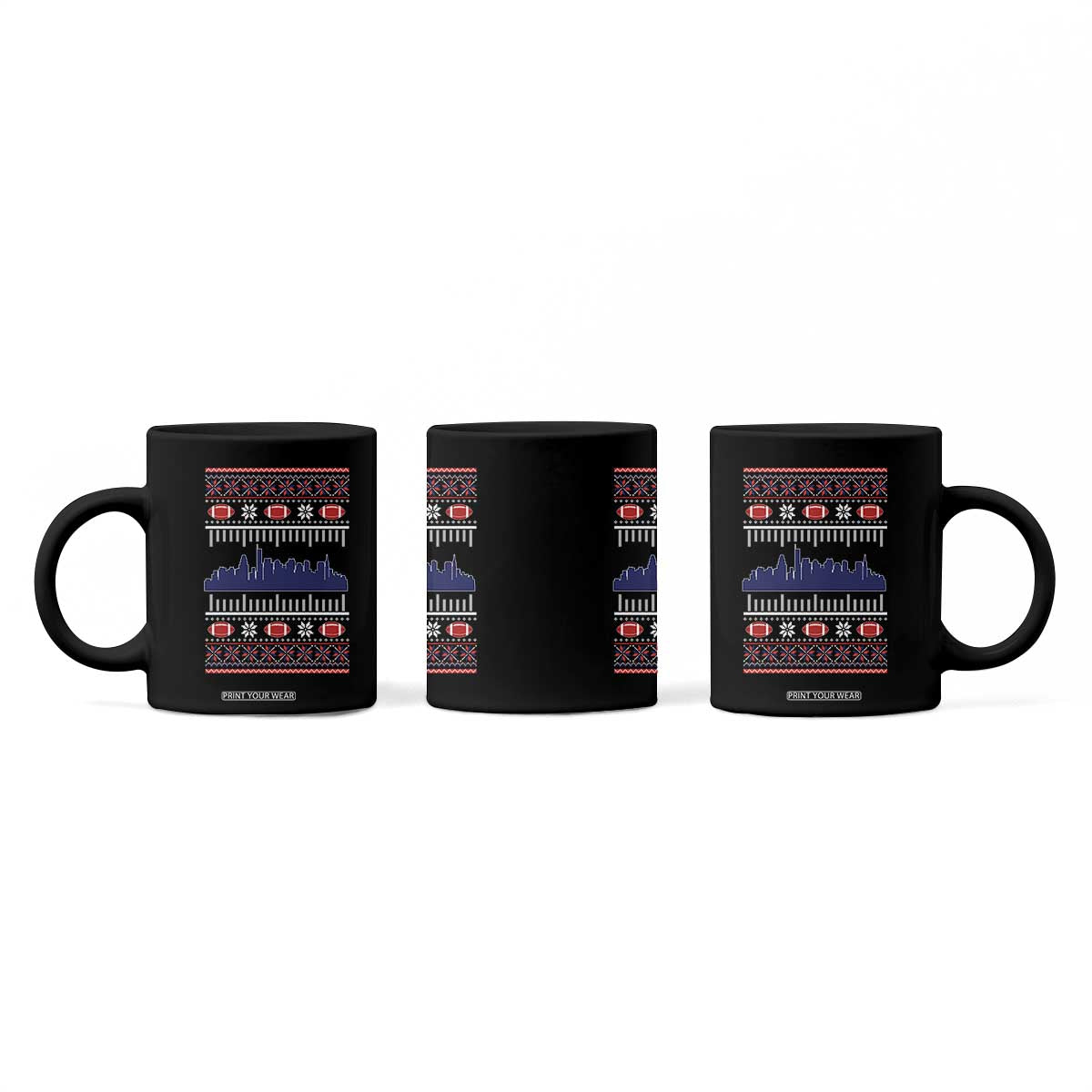 New England Skyline Game Day Coffee Mug Ugly Christmas Football Fan Gift