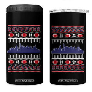 New England Skyline Game Day 4 in 1 Can Cooler Tumbler Ugly Christmas Football Fan Gift