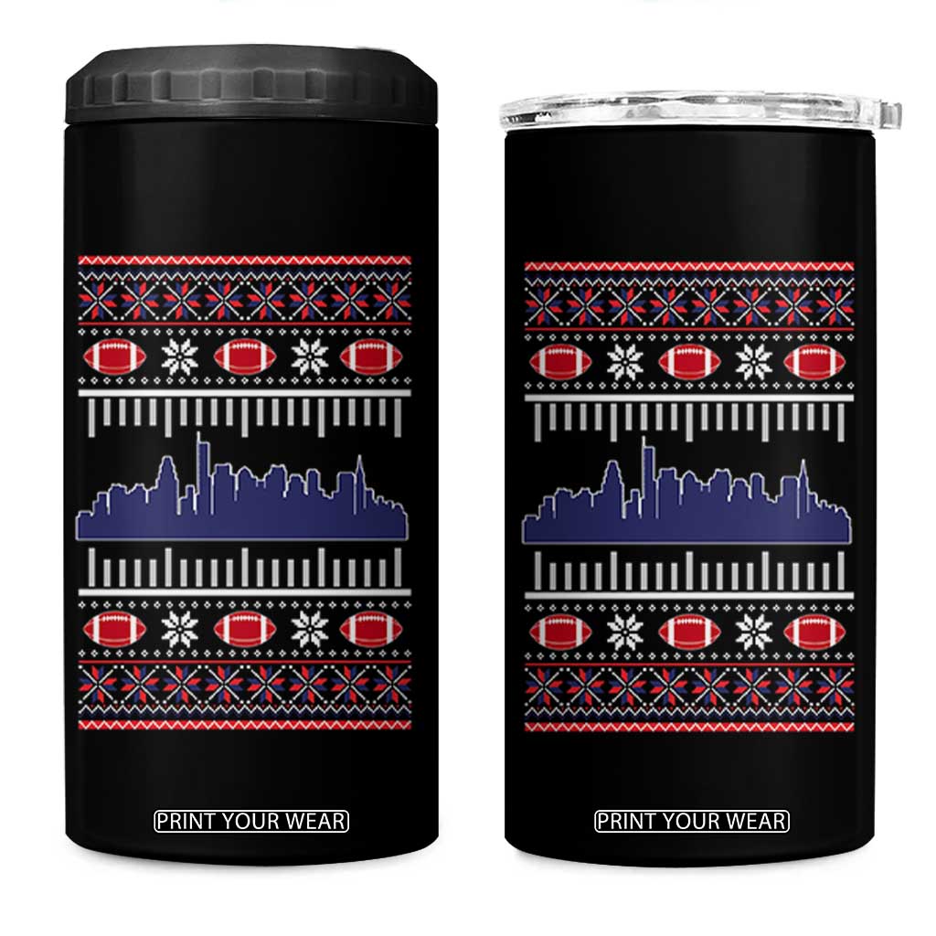 New England Skyline Game Day 4 in 1 Can Cooler Tumbler Ugly Christmas Football Fan Gift TS12 One Size: 16 oz Black Print Your Wear