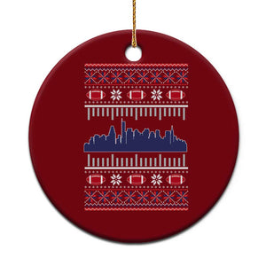 New England Skyline Game Day Ceramic Ornament Ugly Christmas Football Fan Gift