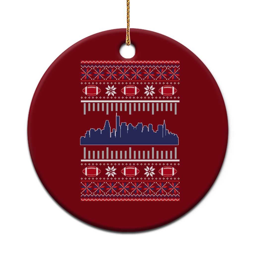 New England Skyline Game Day Ceramic Ornament Ugly Christmas Football Fan Gift TS12 1pc Red Print Your Wear