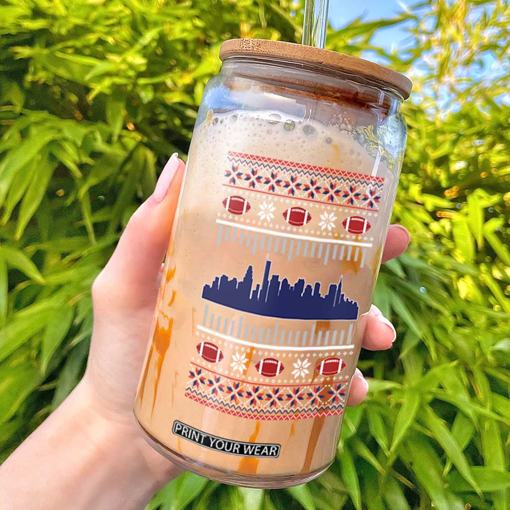 New England Skyline Game Day Glass Can Ugly Christmas Football Fan Gift TS12 Black Print Your Wear