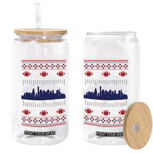 New England Skyline Game Day Glass Can Ugly Christmas Football Fan Gift