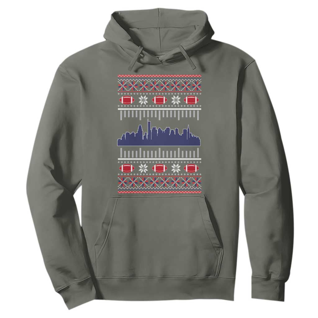 New England Skyline Game Day Hoodie Ugly Christmas Football Fan Gift