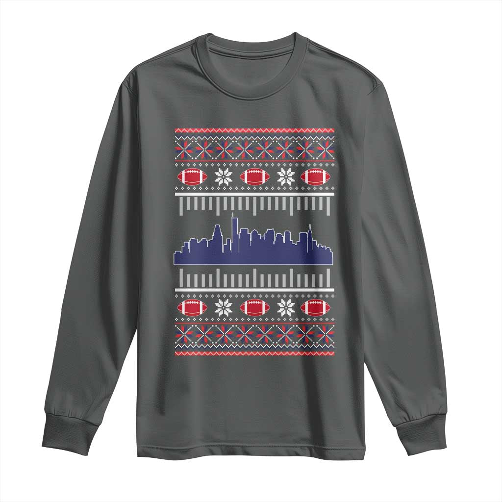 New England Skyline Game Day Long Sleeve Shirt Ugly Christmas Football Fan Gift