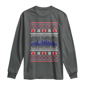 New England Skyline Game Day Long Sleeve Shirt Ugly Christmas Football Fan Gift