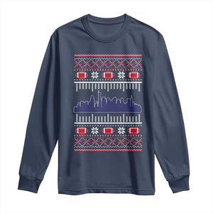 New England Skyline Game Day Long Sleeve Shirt Ugly Christmas Football Fan Gift