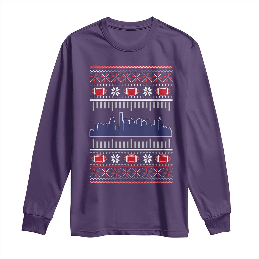 New England Skyline Game Day Long Sleeve Shirt Ugly Christmas Football Fan Gift