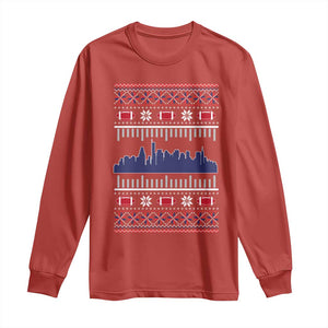New England Skyline Game Day Long Sleeve Shirt Ugly Christmas Football Fan Gift