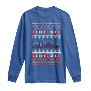 New England Skyline Game Day Long Sleeve Shirt Ugly Christmas Football Fan Gift