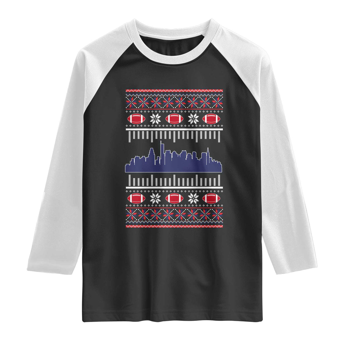 New England Skyline Game Day Raglan Shirt Ugly Christmas Football Fan Gift