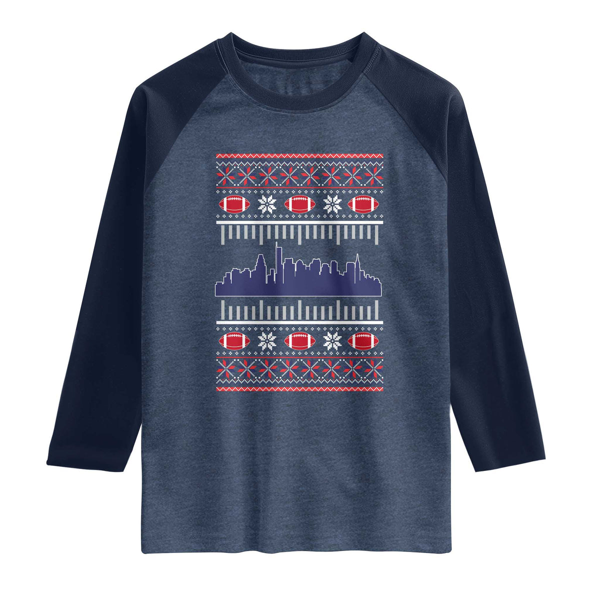 New England Skyline Game Day Raglan Shirt Ugly Christmas Football Fan Gift