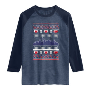 New England Skyline Game Day Raglan Shirt Ugly Christmas Football Fan Gift