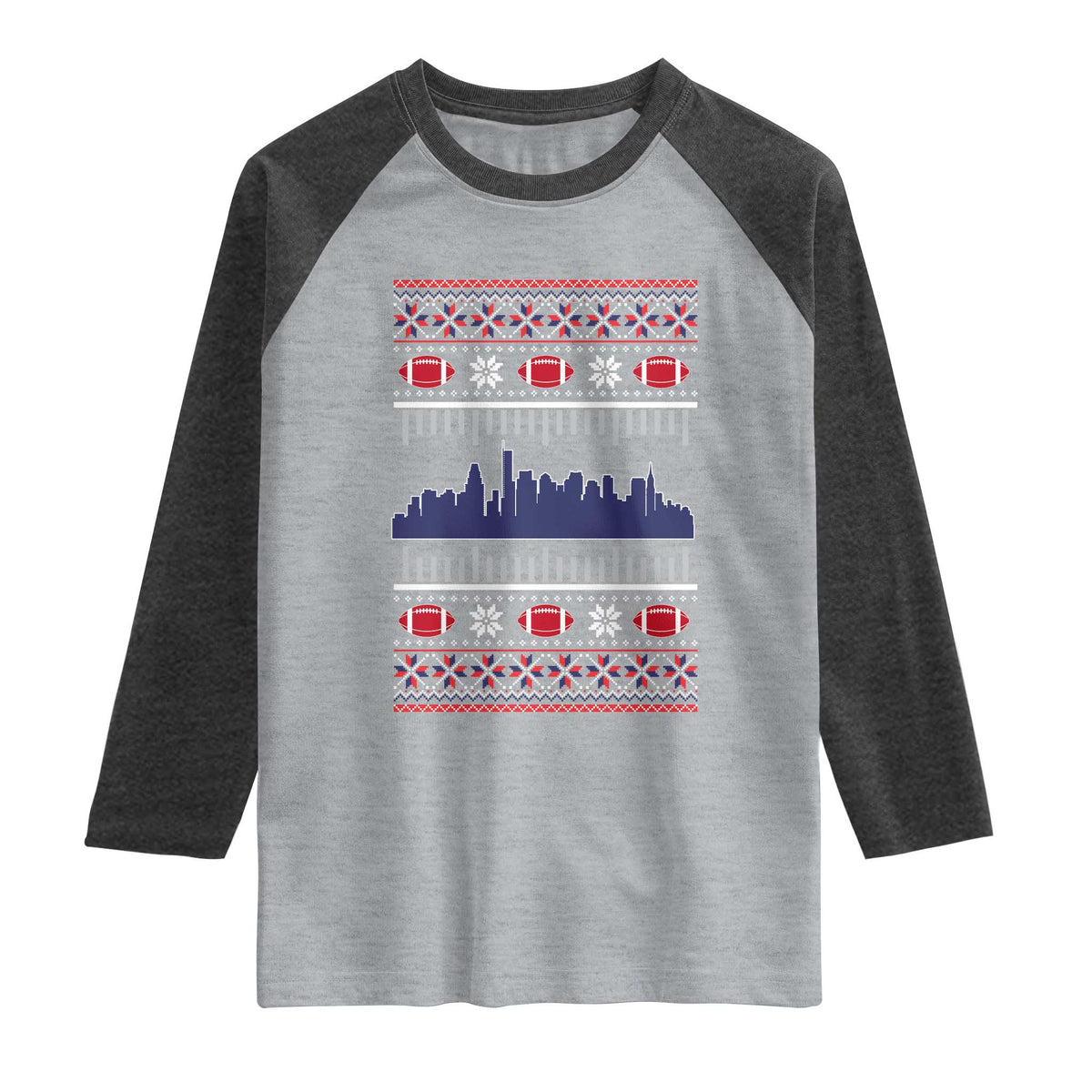 New England Skyline Game Day Raglan Shirt Ugly Christmas Football Fan Gift