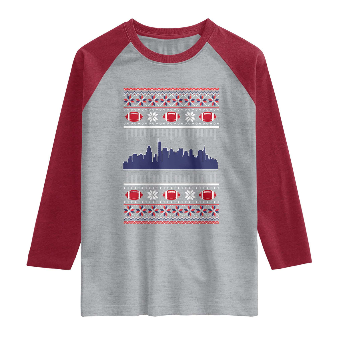 New England Skyline Game Day Raglan Shirt Ugly Christmas Football Fan Gift