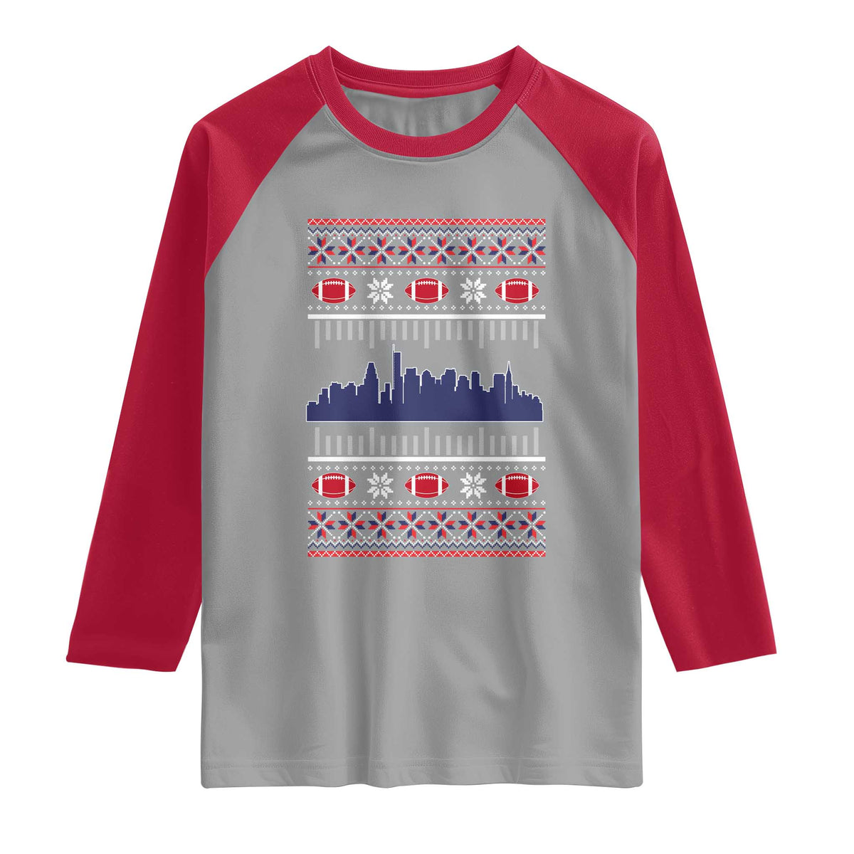 New England Skyline Game Day Raglan Shirt Ugly Christmas Football Fan Gift