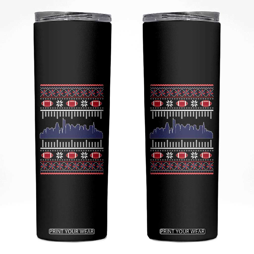New England Skyline Game Day Skinny Tumbler Ugly Christmas Football Fan Gift TS12 Black Print Your Wear