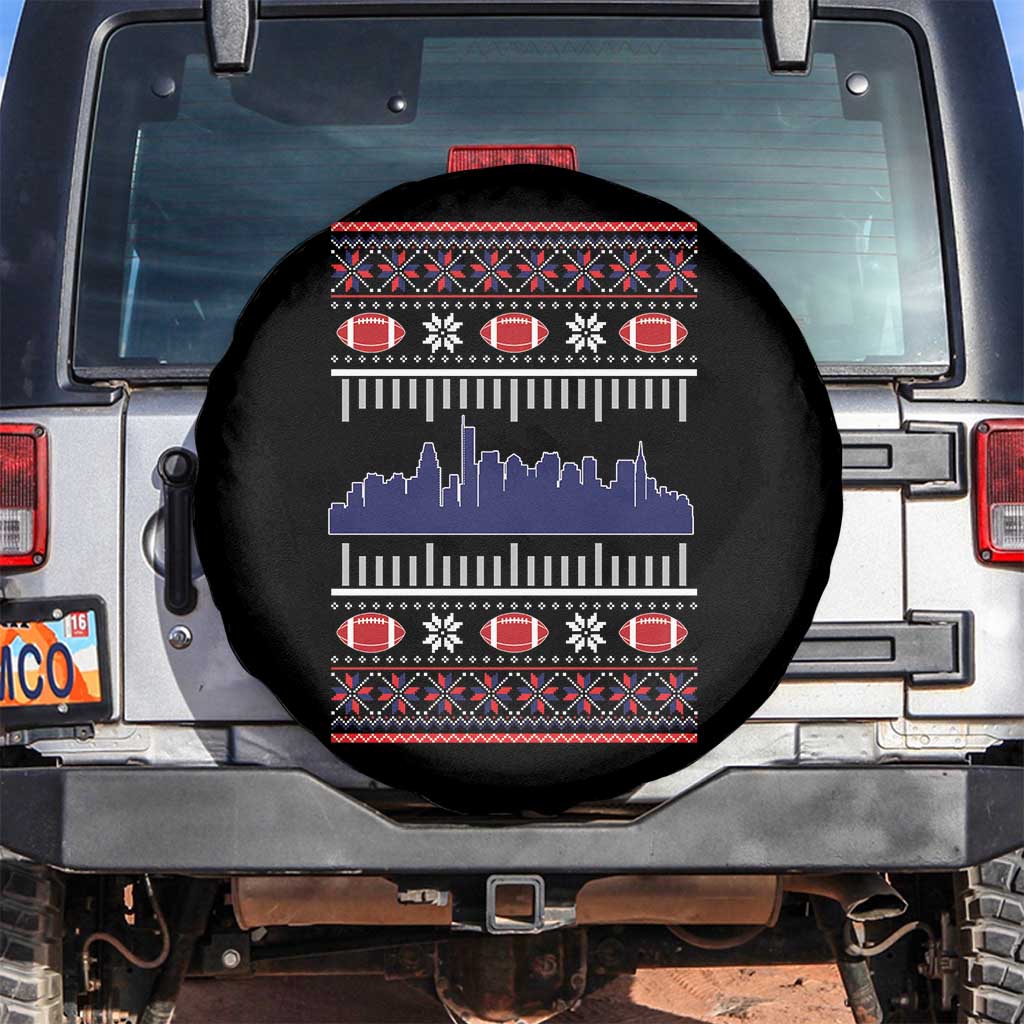 New England Skyline Game Day Spare Tire Cover Ugly Christmas Football Fan Gift TS12 No hole Black Print Your Wear