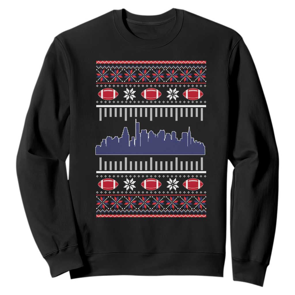 New England Skyline Game Day Sweatshirt Ugly Christmas Football Fan Gift