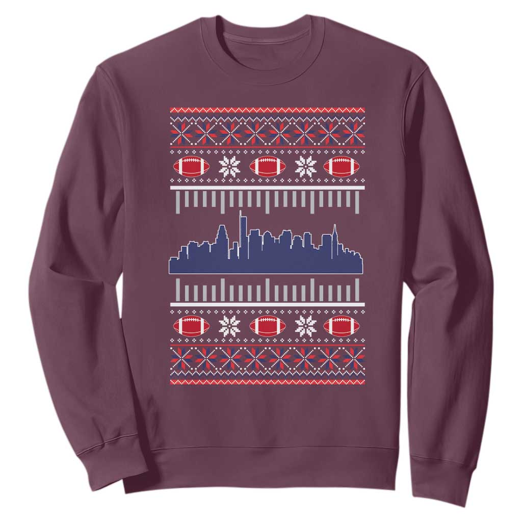 New England Skyline Game Day Sweatshirt Ugly Christmas Football Fan Gift